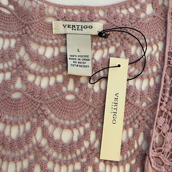 Vertigo Paris Crochet Long Sleeve Hi Low Open Cardigan NWT. Size L - Picture 5 of 12